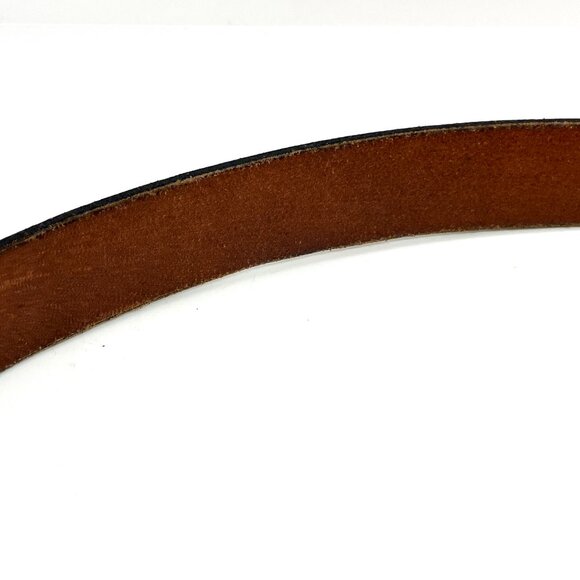 VINTAGE BROWN LEATHER Belt Solid Brass Buckle Made Distressed Patina Boho - Picture 11 of 15